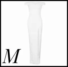 今大人気！　ホワイト　ドレス　オフショルドレス　　ウェディングドレス　白　M