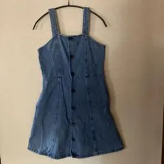 GUデニム ジャンバースカート ボタン付き