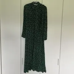 ZARA ボタニカル柄 ロングシャツワンピース