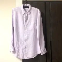 UNIQLOメンズリネンシャツ長袖　XL 淡いパープル