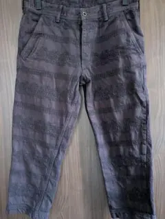 SHAREEF 7部丈パンツ 刺繍柄ダークパープル