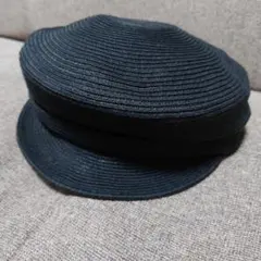 ブラック麦わら帽子　キャスケット帽子