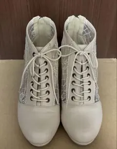 ホワイト レースアップブーツ アクシーズファム axes femme