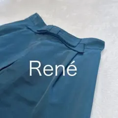 【極美品】ルネ René フレアスカート リボン ダークネイビー ひざ丈 38のサムネイル