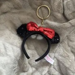 ミニーマウス風スパンコールカチューシャ キーホルダー