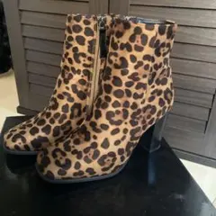 新品ヒョウ柄スエードブーツ 10cmヒール
