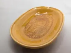 珉平焼 黄釉陰刻龍文 小判形小皿 豆皿 手塩皿 淡路焼 江戸期〜明治期骨董_33のサムネイル