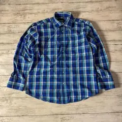 Wrangler 長袖 ウエスタンシャツ L チェック ブルー パールボタン