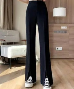 anuans ダブルストレッチスリットフレアパンツ XSサイズ - メルカリ