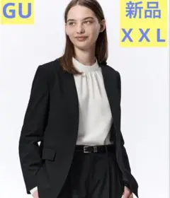 新品タグ付き　GU ノーカラージャケット　ブラック　裏地付き　サイズX X L