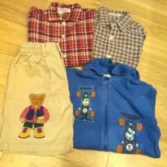 ミキハウス　ファミリア　パーカー　パンツ　チェックシャツ　レトロ　セット　まとめ