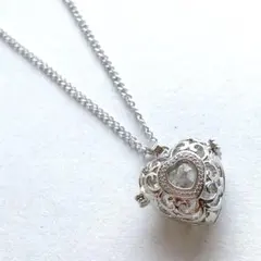 306ロケットペンダントシルバーネックレス真鍮製カプセルハート思い出推し活グッズ