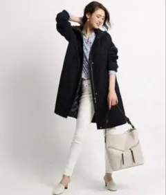 INDIVI コート ライナー付 フード ネイビー S〜M モッズコート