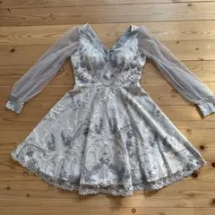 Jewels 刺繍レース aラインミニワンピ