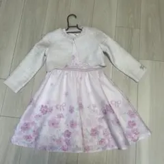 mezzo pianoピンク 花柄 フォーマルドレス ジャケットセット（120）