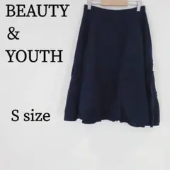 BEAUTY&YOUTH ミディ丈 フレアスカート ネイビー ひざ丈 春夏 Sのサムネイル