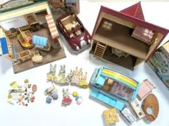 シルバニアファミリーまとめ売り　家　人形　ようちえんバス　森のスーパーマーケット