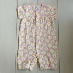 【美品】花柄ロンパース 50-60サイズ ピンク