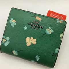 COACH 花柄 二つ折り財布 グリーン