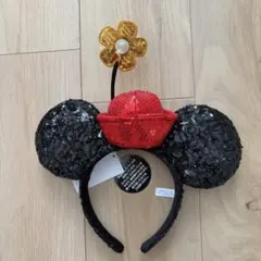 ディズニー　カチューシャ ミニー スパンコール お花の帽子