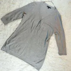 美品 Gap (M) チュニック ニット カーディガン 七分袖 グレー