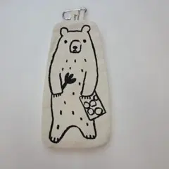 ハンドメイド ボックスサイズティッシュ 携帯ケース ⌘ くま 黒 刺繍