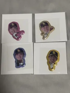 福岡ソフトバンクホークス 立体グリッターシール 4장 세트