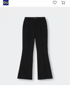 【美品】GU カットソーカラーフレアスラックス 黒 ブラック Sサイズ