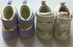 アシックス　ラベンダーサンダルとスクスク花柄スニーカー　セット