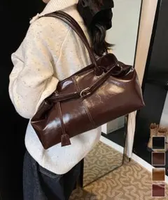 オイルワックス風合皮トートバッグ肩掛け鞄