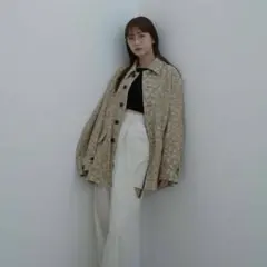 2605147 CLANE LINEN LEOPARD JACKET ベージュ1のサムネイル