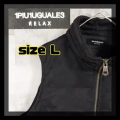 【美品】1PIU1UGUALE3　ダウンベスト　ブラック　ポリエステル　L