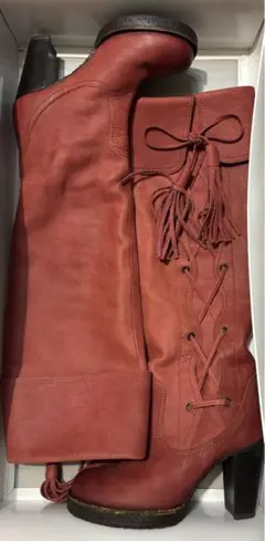 卑弥呼 レザー ロングブーツ 赤