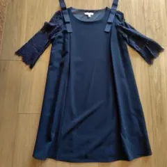 LOVEMIC ネイビー レーススリーブ ワンピース M