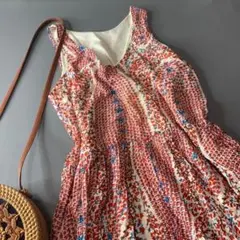 E882【美品】ノースリーブ　ワンピース