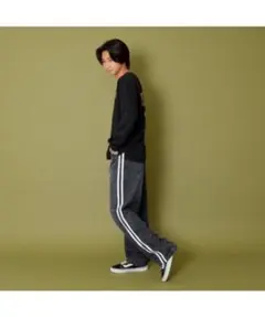 GLAZOS デニム•配色ラインパンツ