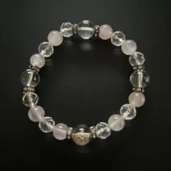 ローズクォーツとクリスタルのブレスレット ピンク パワーストーン