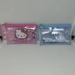 ハローキティ　シナモンロール　ラメポーチ　ダイソー
