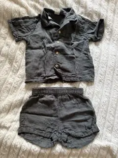 H&M ダークグレー シャツ・ショートパンツセット 80/86cm