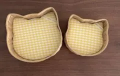 ねこの形のバスケット2個セット　ハンドメイドクラフトバンド
