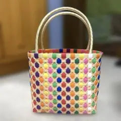 ⚪︎ PPバンド カゴバッグ カラフルMIX プラカゴ ハンドメイドバッグ