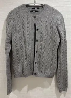 UNIQLO グレー 長袖カーディガン ＋ 半袖ニット アンサンブル