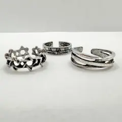 【お得】大人気3点セット シルバーオープンリングセット 切りっぱなし
