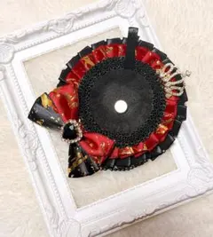 115 ハンドメイド 痛ロゼット ブラック バーガンディ