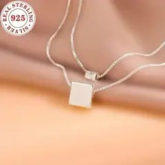 S925シルバー二重層スクエアペンダントネックレス　 ■2881