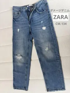 ダメージ加工ライトブルーデニムパンツ