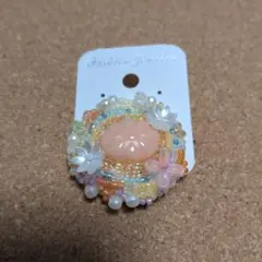 ハンドメイドキャンディビーズ刺繍 ブローチ