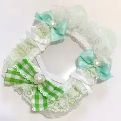 黄緑 ネコ耳 トレカケース レースデコ