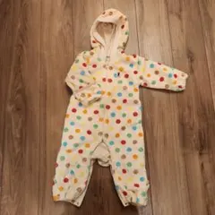 ミキハウス フード付きドット柄ロンパース