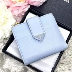 現行美品✨ PRADA RFID内蔵 二つ折り財布 サフィアーノ 三角ロゴ